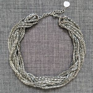 Silver Braided Mesh Chunky Necklace (NWOT)